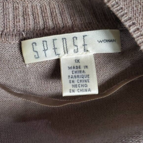 Spense Woman Taupe Open Front Cardigan Plus Size 1X Long Sleeve Pockets - Picture 5 of 6